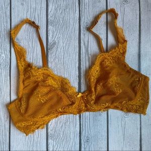 Free People Boho Lace Bralette Mustard color Size small